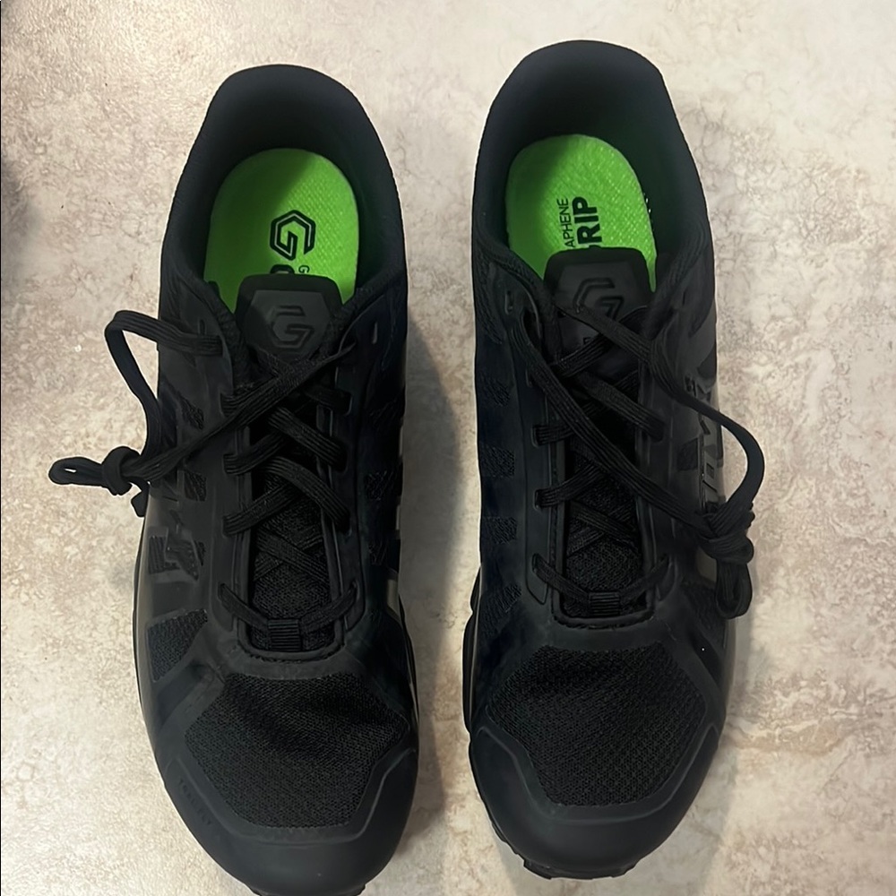 Inov-8 Black Athletic Shoes with Mesh Upper and Neon Accents trailfly g 270